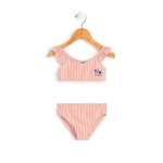 Maillot de bain fille fond blanc raye rose