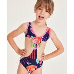 Maillot de bain fille en maille avec applications de m�duses bleu