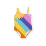 Maillot de bain pour fille en maille avec design asym�trique jaune