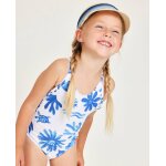 Maillot de bain pour fille en maille avec fines bretelles blanc