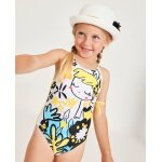 Maillot de bain pour fille en maille avec d�tail sur le c�t� jaune