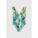 Maillot de bain fille motif feuilles multicolore
