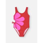 Maillot de bain avec fleur et ouverture latrale rouge