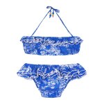 Maillot de bain fleuri et 2 pi�ces swan bleu roi blanc