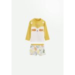 Maillot de bain gar�on 2 pi�ces t - shirt de protection uv et boxer baroudeur jaune