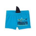 Maillot de bain pour gar�on en maille avec d�tail en relief bleu