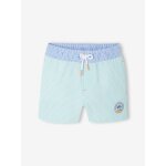 Maillot de bain gar�on ray� vert d'eau / blanc