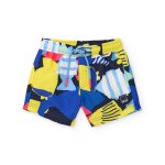 Maillot de bain gar�on en tissu tiss� au style abstrait bleu
