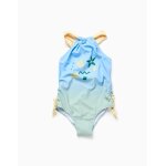 Maillot de bain avec imprim� marin et paillettes bleu clair