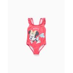 Maillot de bain avec imprim� minnie et bretelles � volants rose