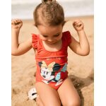 Maillot de bain avec imprim� minnie et bretelles � volants rose