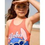 Maillot de bain avec imprim� stitch et bretelles crois�es corail