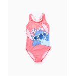 Maillot de bain avec imprim� stitch et bretelles crois�es corail