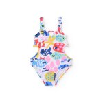 Maillot de bain en maille pour fille avec ouvertures sur les c�t�s multicolore