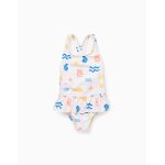 Maillot de bain avec motif et volants beige clair