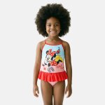 Maillot de bain une pi�ce fille imprim� minnie rouge