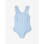 Maillot de bain ray� 1 pi�ce fille bleu ciel