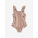 Maillot de bain ray 1 pice fille terracotta