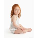 Maillot de bain � rayures ethniques et volants b&s blanc