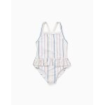 Maillot de bain � rayures ethniques et volants b&s blanc
