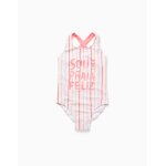 Maillot de bain � rayures et imprim� � l'avant blanc