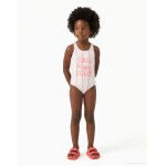 Maillot de bain � rayures et imprim� � l'avant blanc