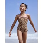 Maillot de bain tropical 1 pice fille beige