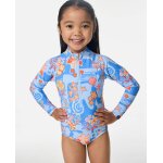 Maillot une pi�ce manches longues surf magic fille bleu ciel