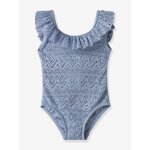 Maillot r�tro fille lil' atelier mini � col volant� bleu clair