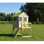 Maison de jardin enfant ext�rieur - cabane en bois avec plateforme tinni marron