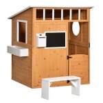 Maison de jeux enfant - jeu plein air maisonnette enfant - dim. 122l x 108l x 135h cm - bois sapin pr� ...