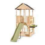 Maisonnette bois fsc toboggan cuisine bac sable panorama 550 naturel