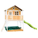 Maisonnette en bois sur pilotis marc avec toboggan, bac À sable et plateforme vert citron Maisonnette en bois sur pilotis marc avec toboggan, bac À sable et plateforme vert citron