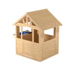 Maisonnette cabane enfant avec cuisine ext�rieure bois fsc� marron - bleu - noir