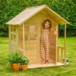 Maisonnette avec plancher et v�randa bouton d'or cottage bois fsc� marron