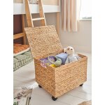 Malle de rangement  roulettes en jacinthe d'eau marron moyen uni