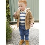 Manteau bb en velours ctel avec doublure en fausse fourrure caramel