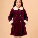 Manteau bordeaux fille en velours et fausse fourrure anoushka bordeaux