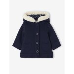 Manteau  capuche en drap de laine bb fille marine