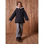 Manteau  capuche en drap de laine fille anthracite