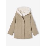 Manteau  capuche en drap de laine fille beige chin