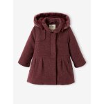 Manteau  capuche en drap de laine fille violine
