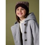 Manteau � capuche en lainage effet flanelle fille gris chin�