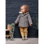 Manteau  capuche pied de puce bb doubl imitation fourrure carreaux marron
