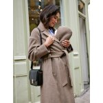 Manteau en drap de laine volutif grossesse et post - partum envie de fraise noisette