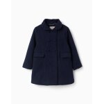 Manteau  effet laine avec poches  l'avant bleu fonc