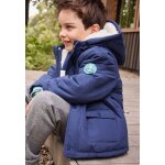 Manteau enfant impermable doubl sherpa avec capuche oscar bleu