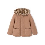 Manteau fille � capuche camel