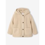 Manteau fille � capuche �cru