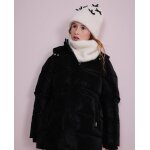 Manteau fille matelass� avec capuche ajustable et poches zipp�es noir